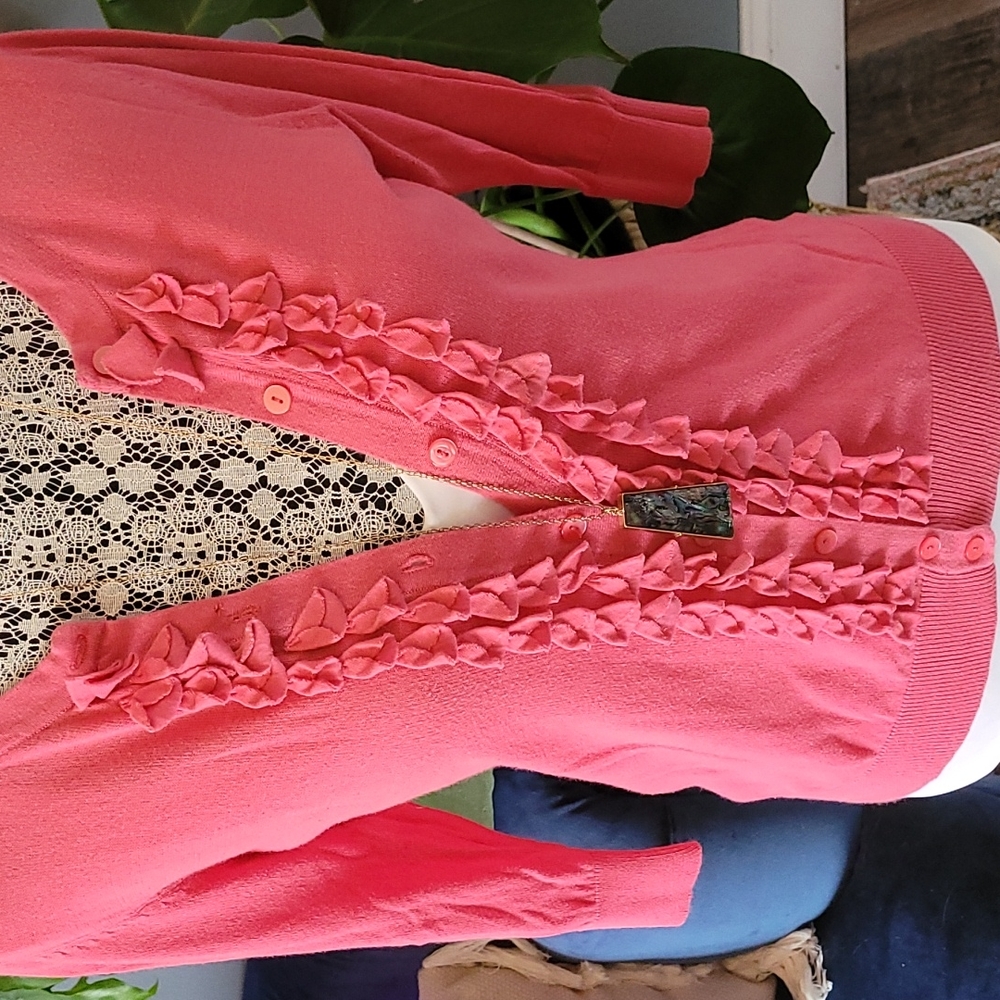 Coral Ruffle Cardigan - Picture 4 of 4